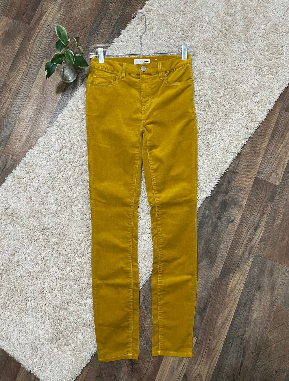 LOFT Size 00 / 24 Mustard Yellow Corduroy High Waisted Skinny Jeans NWOT